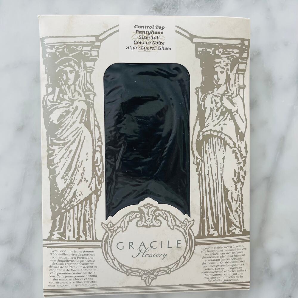 Gracile Hosiery Sheer Control Top Black Tall New
